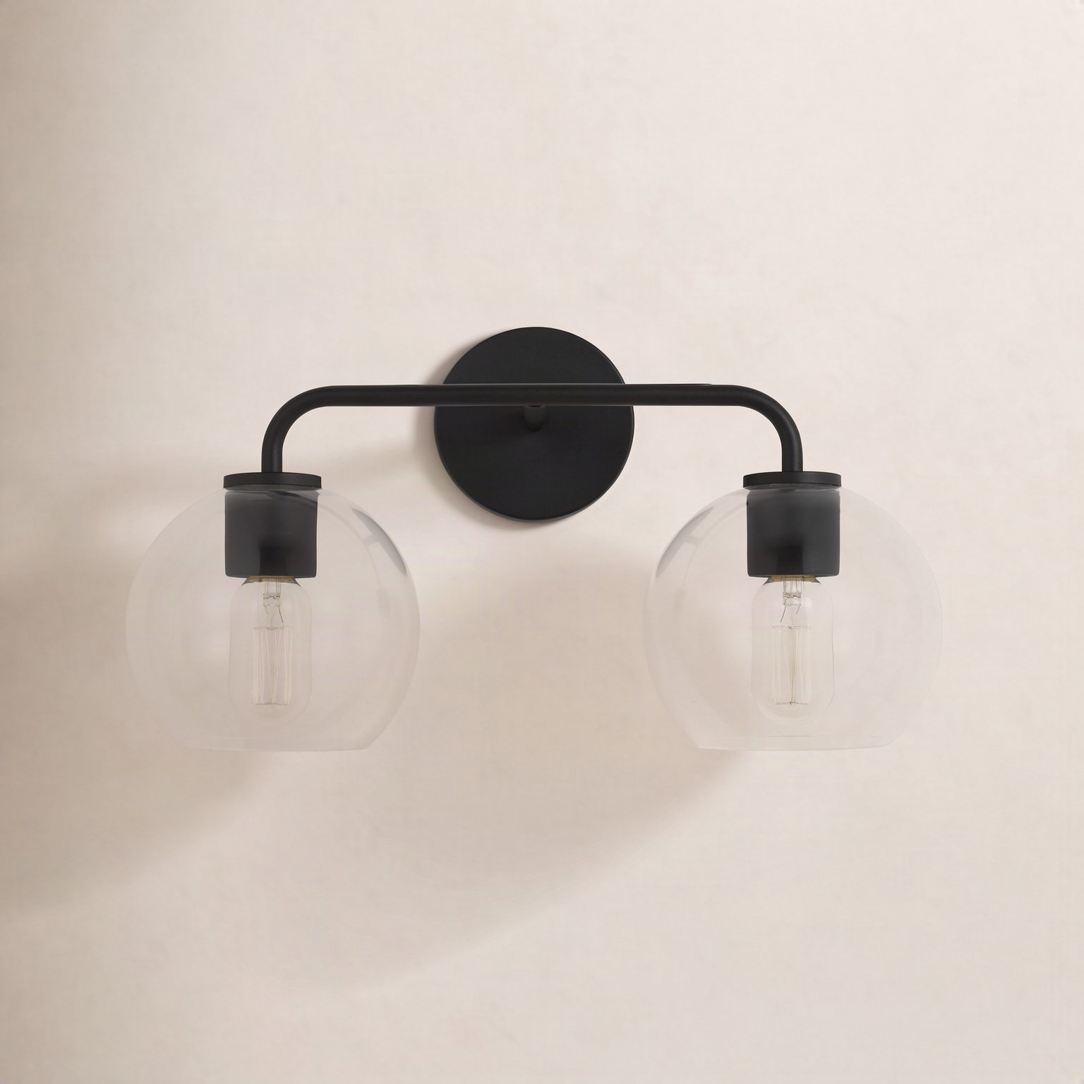 Childerley 2-Light Vanity Light, Clear, Midnight Black