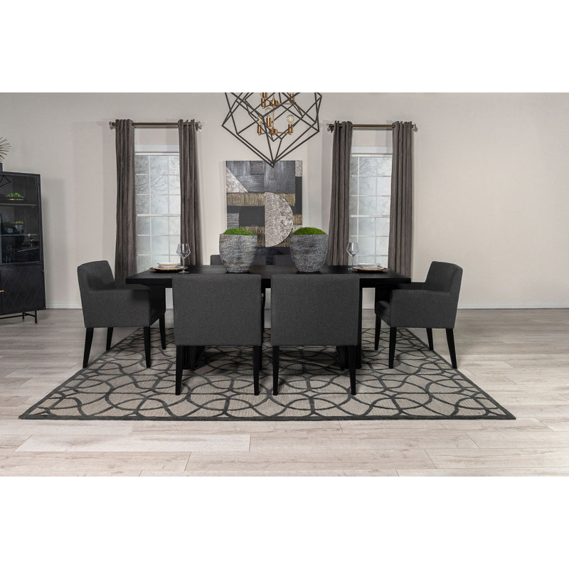 Ensemble de salle à manger 7 pièces gris anthracite et noir Houston, 7 pièces : table, 6 chaises