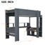 Lit mezzanine simple en bois avec bureau, multi, DEL, charge, multi zones gris foncé, prise de charge