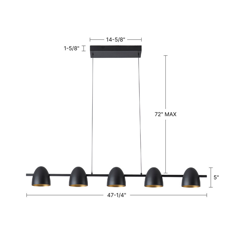 Yarrow 47-in Black Dimmable LED Linear Pendant