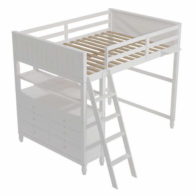 Gotthelf Kids Full Bunk Bed with Drawers, White