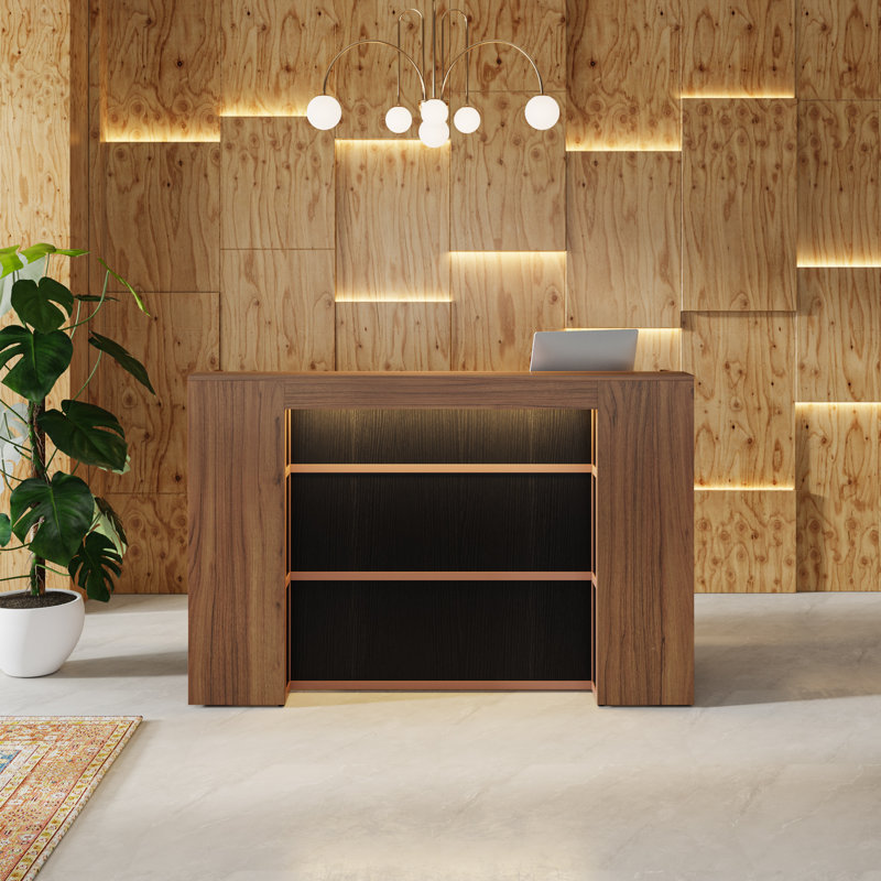 Jacon Rectangular Reception Desk, Walnut/Black