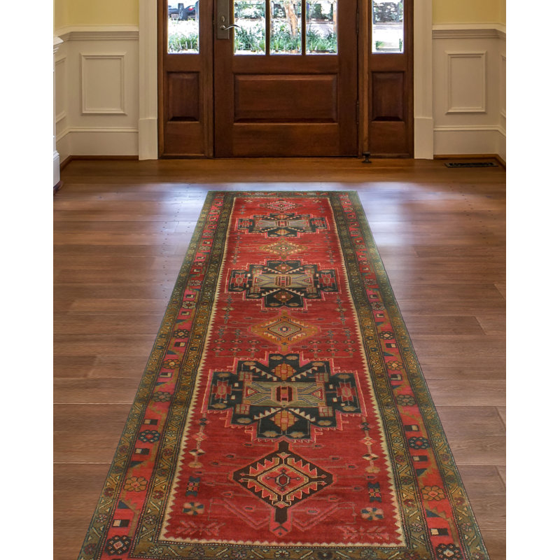 One-of-a-Kind 3'7" X 11'2" 1980s Runner Wool Area Rug in