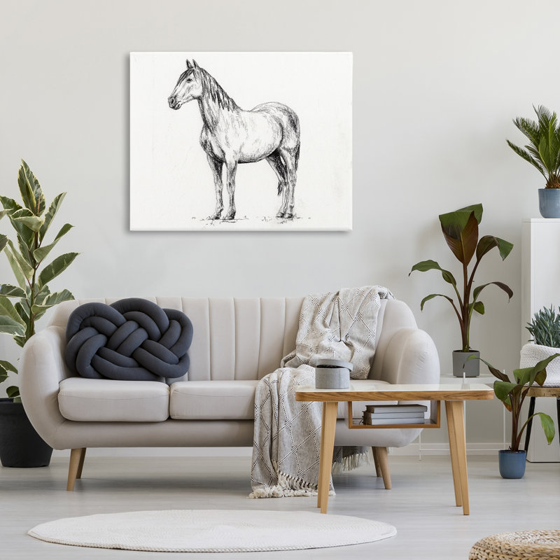 Cheval en toile gris anthracite, design par Leah Noel Art, H 30 po x l 40 po