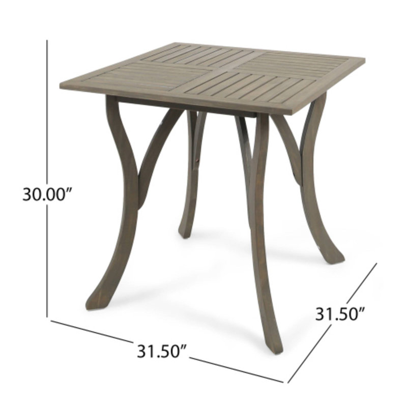 Table carrée en bois 31,5 pouces résistante aux intempéries pour l'extérieur