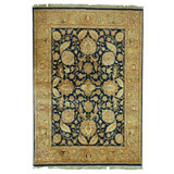 Hand Knotted Wool Area Rug in Black And Gold