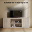 Meuble télé 65 po pour téléviseur de 70 po ou moins, console multimédia avec plateau de 1,2 po d'épaisseur, buffet avec tablette ouverte réglable et 2 armoires de rangement, chêne beige pour le salon et la chambre à coucher