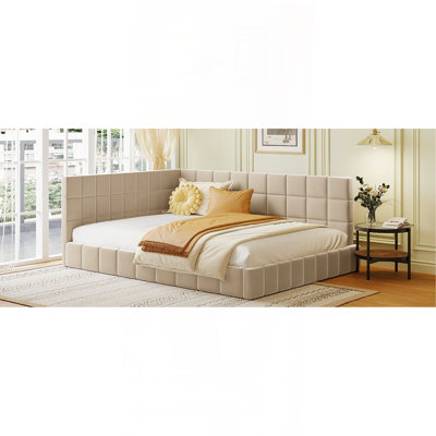 Full Size Upholstered Daybed/Sofa Bed Frame With Velvet Fabric And Versatile Design For Comfort And Style