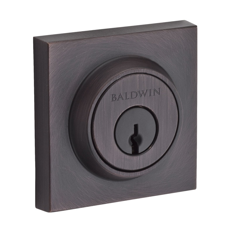 Contemporary Single cylinder Square Deadbolt, Venetian Bronze, Keyed Different, Yes