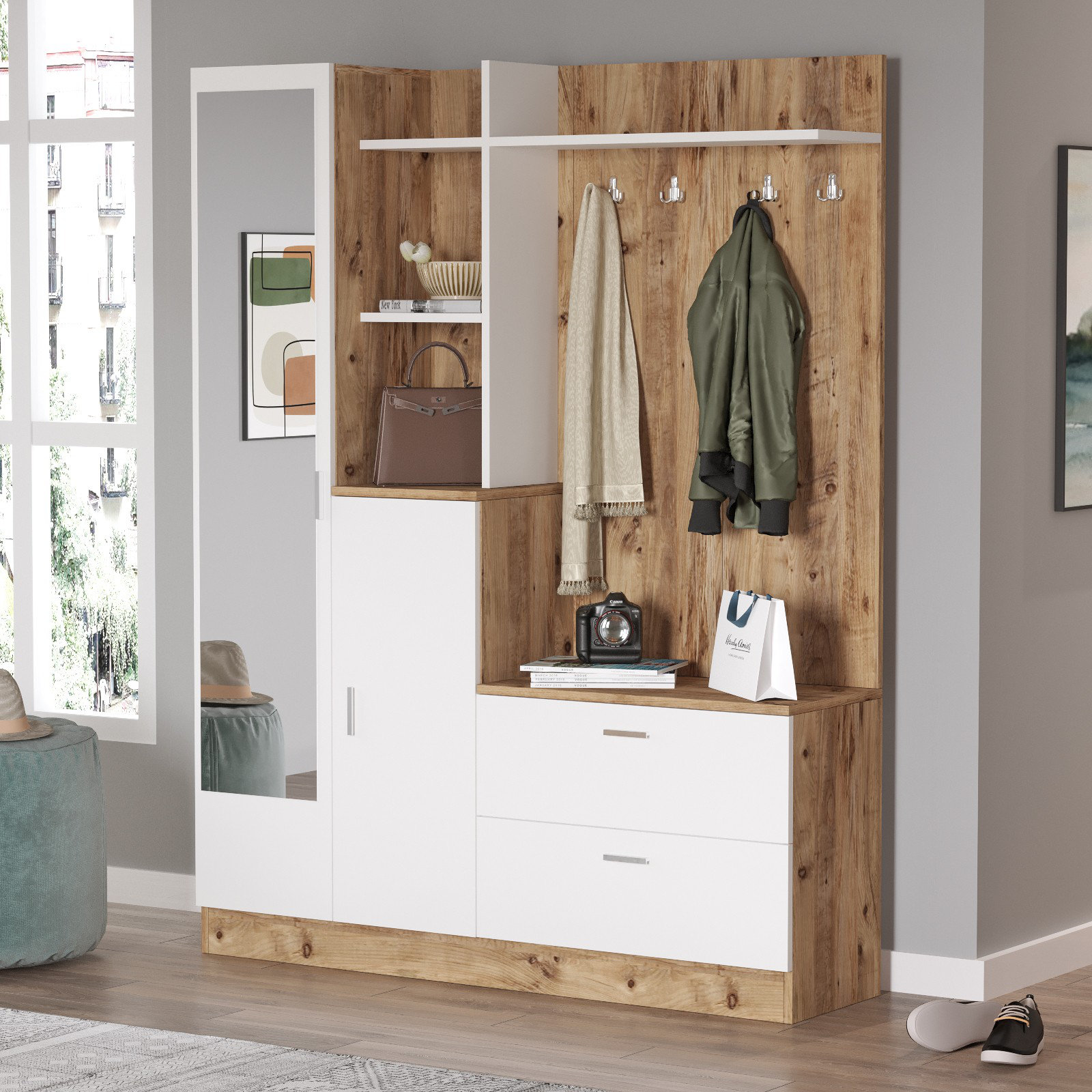 East Urban Home Carwise Hall Tree with Shoe Storage | Wayfair