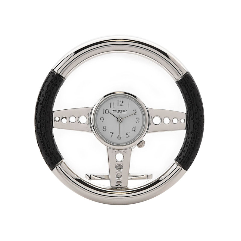 Analogue Metal Tabletop Clock in Chrome/Black