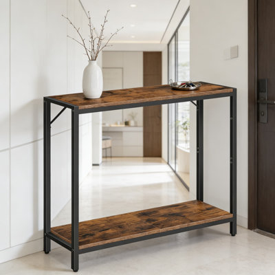 Console industrielle avec rangement à 2 niveaux, robuste derrière le canapé pour le salon, le vestibule ou le bureau