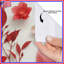 Rideau de douche rouge à motif floral extra long-1398974820