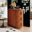 Walnut Color Narrow End Table with 3 Drawers, Solid Wood Nightstand with Semi-Oval Design