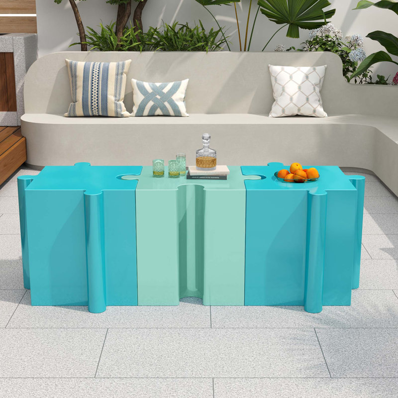 Table d'appoint casse-tête, table modulaire à bord convexe MGO, Bleu pâle