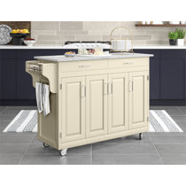 Wade Logan Houchin Kitchen Island with Granite Top with Locking Wheels Base Finish: White Wayfair 36H X 30W X 17D