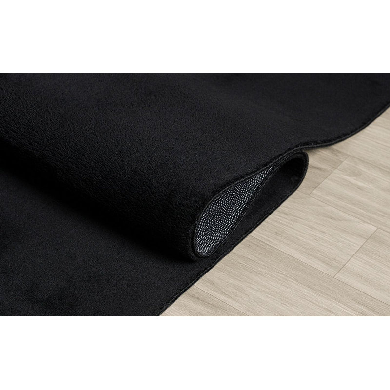 The Carpet Relax - Modern Rug, Fluffy, Short Pile, Non-Slip Underside, Washable up to 30°C, Super-Soft, Fur Look, Black