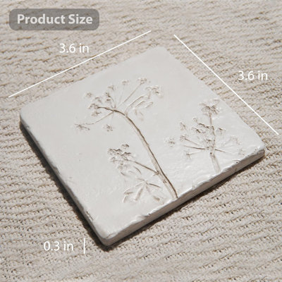 Retro relief floral ceramic coaster set with 4 simple printed flower shaped dining table and coffee table decoration coasters