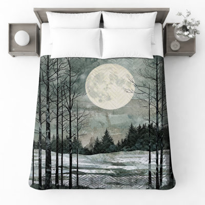 Full Moon Winter Landscape Bedding Moon Bedspread Nature
