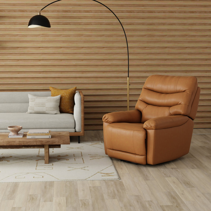 Fauteuil inclinable et pivotant en cuir fleur Norivelle Antilope, Cuir fleur orange