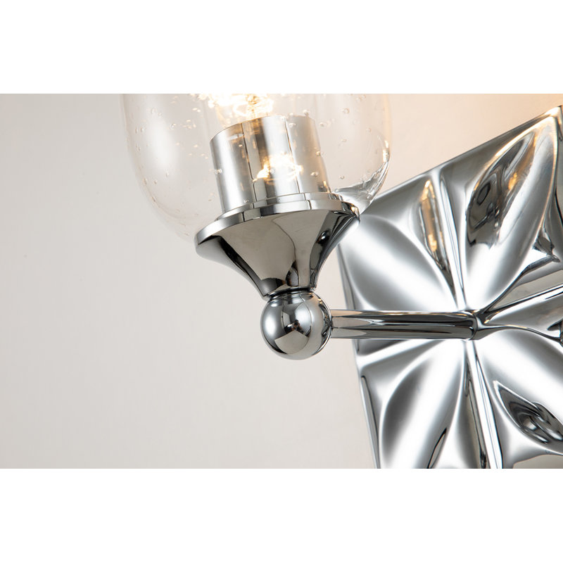 Meuble-lavabo moderne 1 lumière Stier, Chrome, Verre grainé transparent