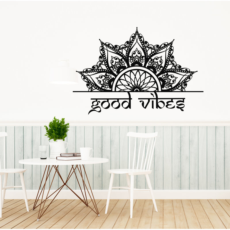 Adhésif décoratif demi-mandala, Noir, H 40 po x l 62 po