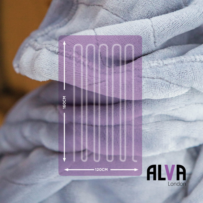 Alva London - Electric Heated Throw / Over Blanket - 160x120cm - Plush