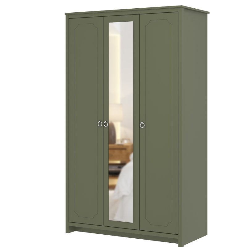 Verve 3 Door Wardrobe with Mirror, Kale Green
