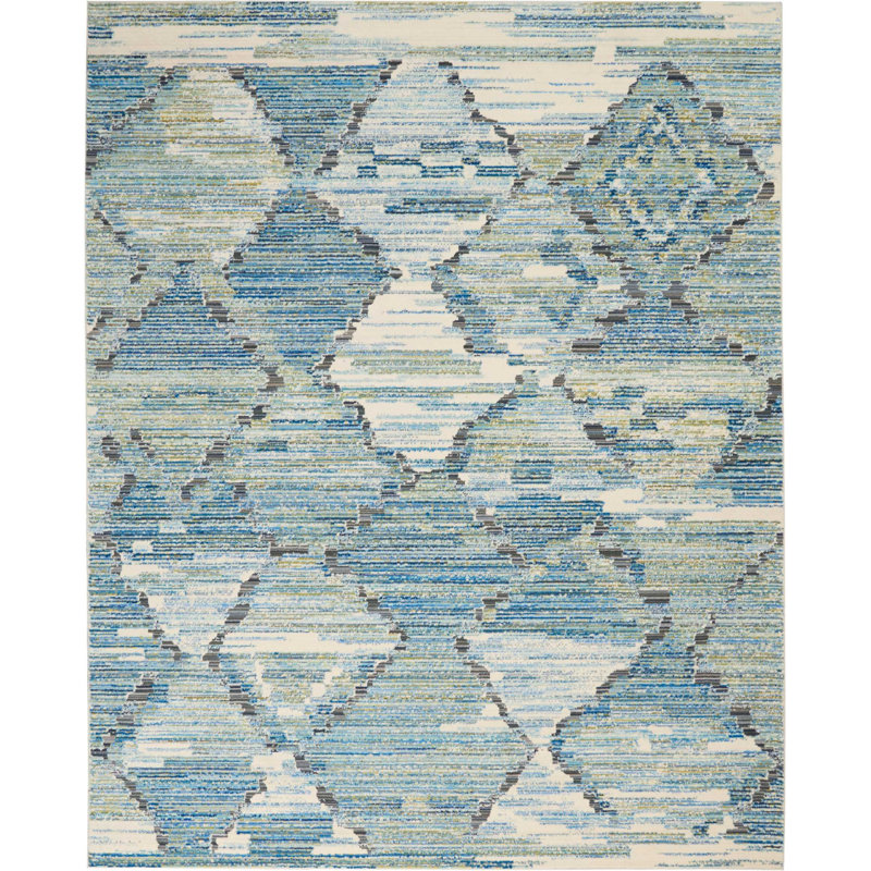 Tapis beige/bleu Serafina, Rectangle 7 pi 9 po x 9 pi 9 po