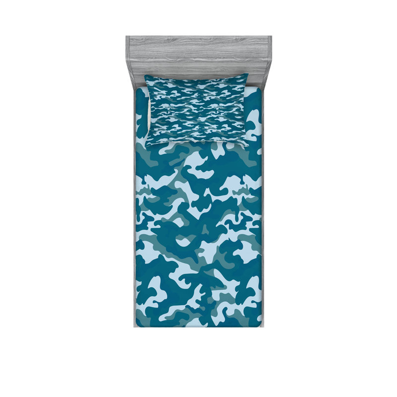 Ensemble de drap-housse et taies décoratives Ambesonne, bleu ardoise, bleu pâle