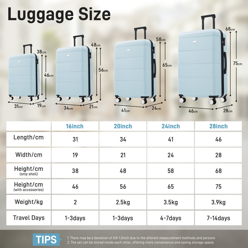 Ensembles de valises rigides 6 pièces avec 2 sacs, valise de transport avec poignée et roues pivotantes doubles verrouillables par mot de passe, bagages légers de 16 po + 20 po + 24 po + 28 po