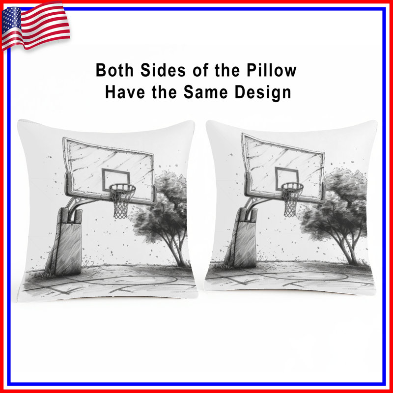 Coussin Basketball, coussins décoratifs double face, 16 po x 16 po