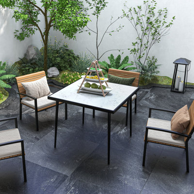 Table de salle à manger d'extérieur pour 4, table de salle à manger carrée