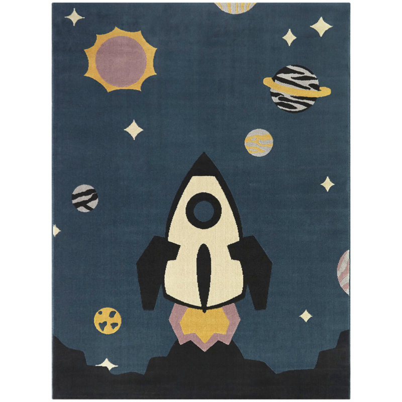 Tapis bleu sarcelle Aldrin, Rectangle 4 pi 4 po x 6 pi
