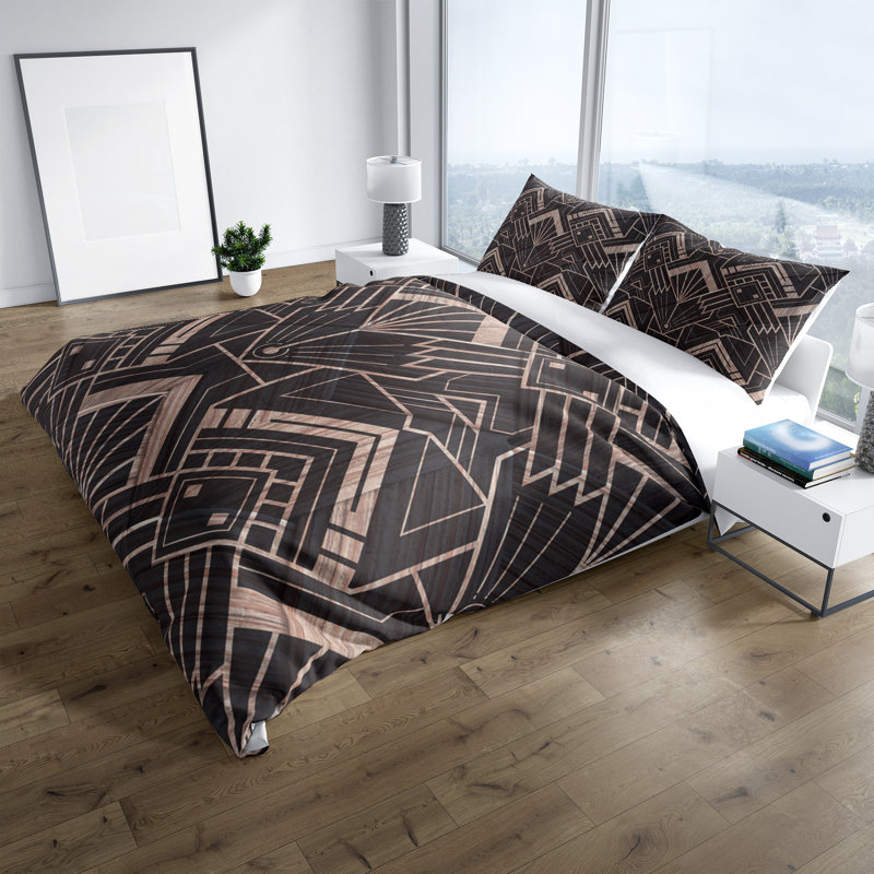 Polyester Geometric Shapes Duvet Cover, Queen Duvet Cover + 2 Shams
