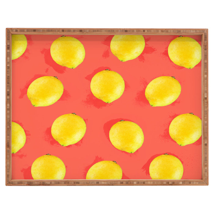 Plateau de service en bambou citrons