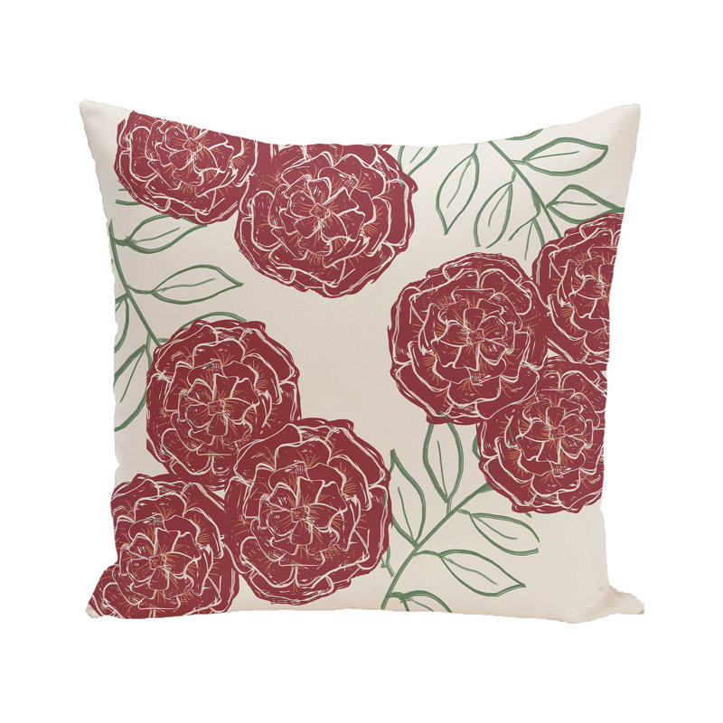 Floral Outdoor Square/Rectangular Pillow Cover & Insert, 18"x18", Brick