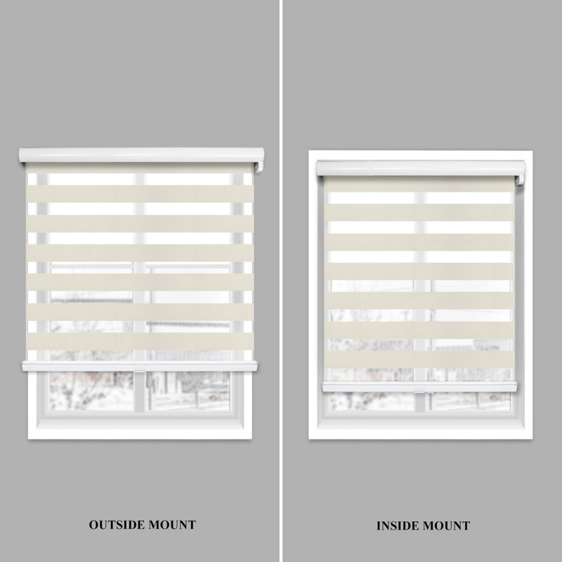 Premium Cordless Zebra Roller Shades - Dual Layer - Light Filtering and Room Darkening, 37.25"W x 72"L