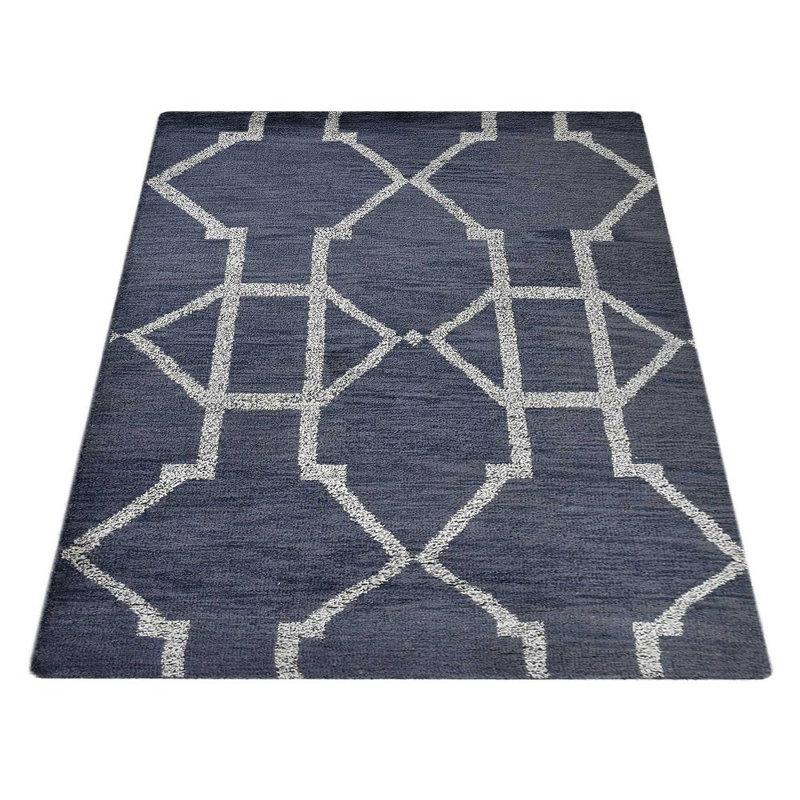 Sumiton Hand-Knotted Wool Light Grey White Colour, Area Rugs, Rectangle 5' x 8'