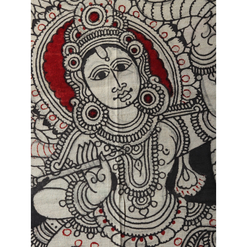 Lord Krishna dansant sur Kaliya Naag | Kalamkari, peinture sur coton