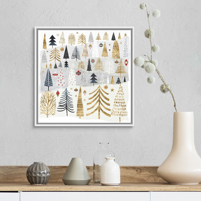 «Christmas Chalet III» par Victoria Borges - reproduction d'art sur toile, H 18 po x l 18 po x P 1,75 po, Cadre blanc