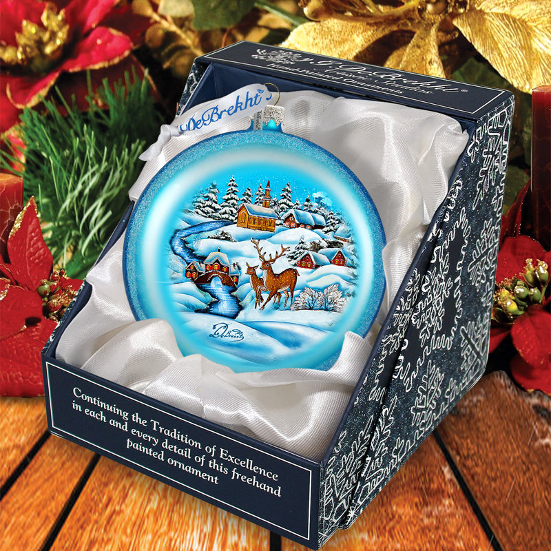 Holiday 3.5'' Handmade Glass Ball Ornament