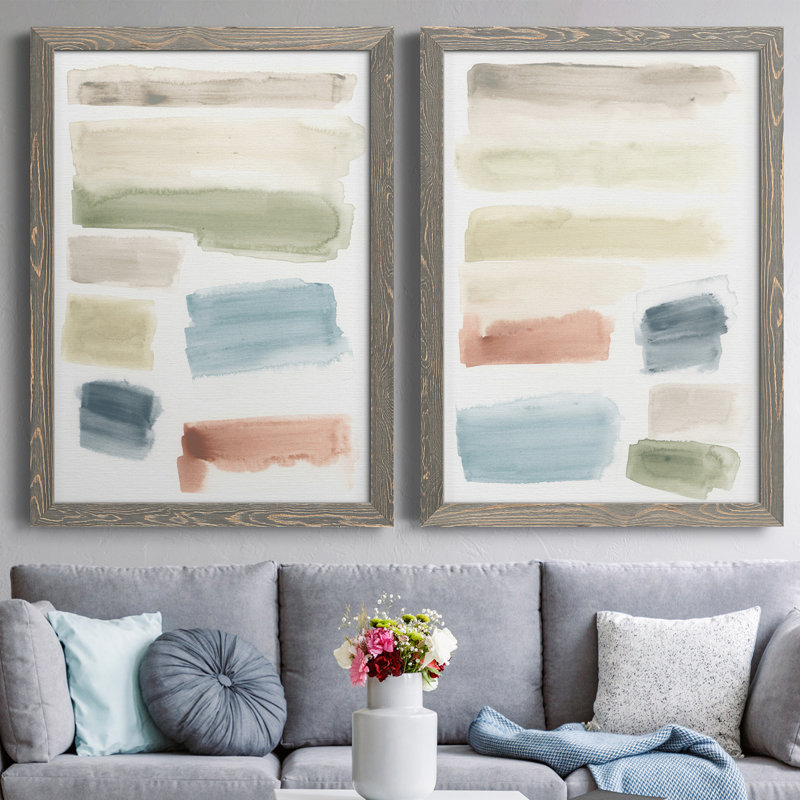 Watercolor Swatches I, toile encadrée de qualité supérieure - prête à être accrochée, H 31,5 po x l 47 po x P 1,5 po
