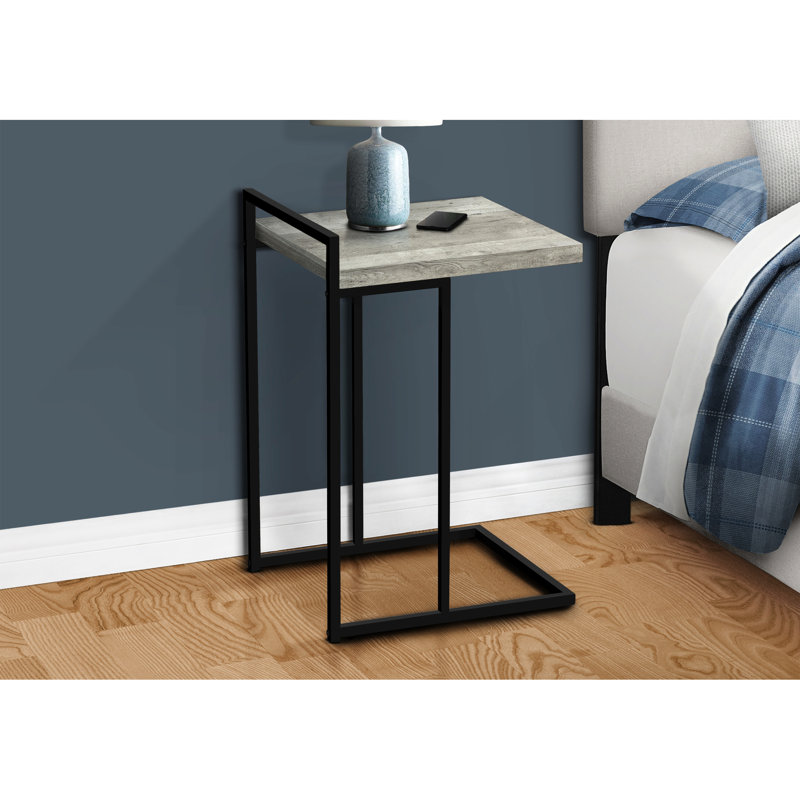 Table audio - Stratifié gris, métal noir pour le travail de chambre à coucher