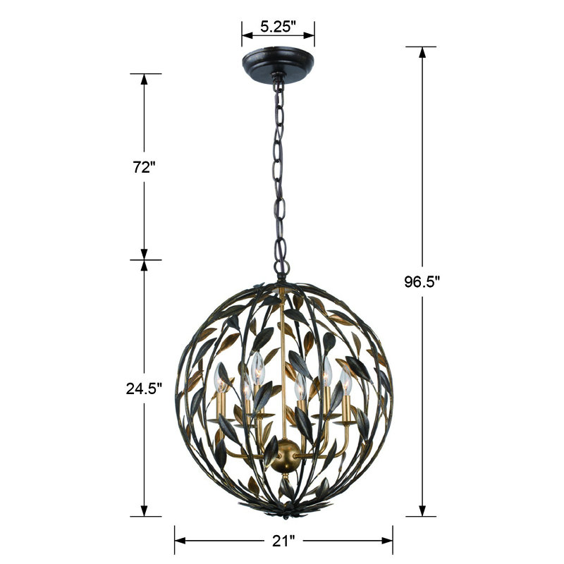 Broche 6 Light Candle Chandelier, English Bronze/Antique Gold