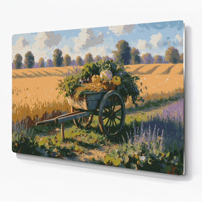 "Farm brouettes", art mural en métal beige, H 11 po x l 14 po