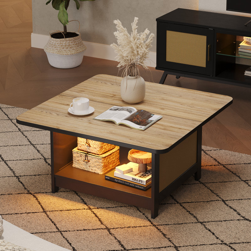 Table basse carrée avec rangement en rotin de 35 po Alwies