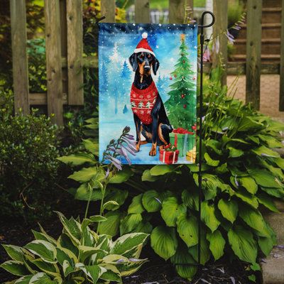 Drapeau de Noël noir et brun clair Coonhound
