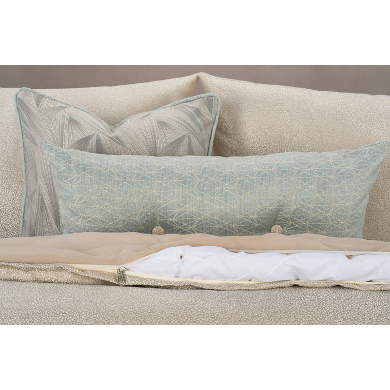Effervescent Shimmering Luxury Duvet Cover & Insert Set, Twin Duvet Cover + 1 Throw Pillow, Champagne