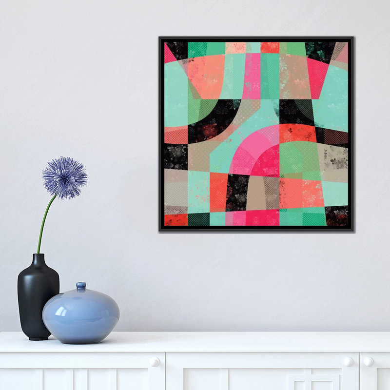 «Patchwork», impression sur toile, H 18 po x l 18 po x P 1,5 po, Pas de tapis, Toile avec cadre noir